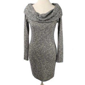 SUN & MOON Gray Marled Knit Cowl Neck Fitted Dress